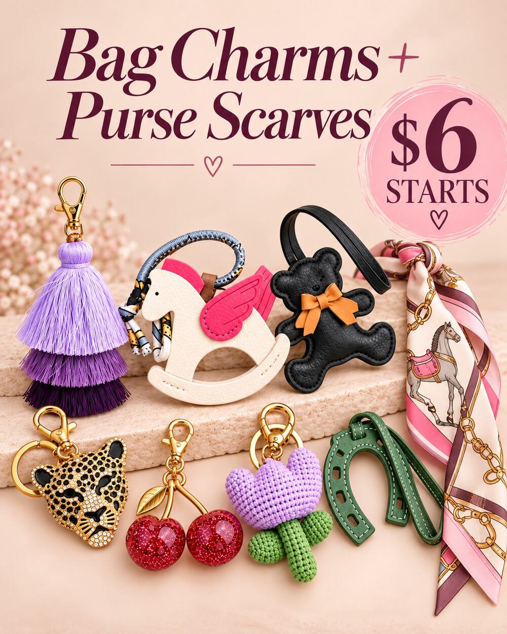 Bag Charms and Purse Scarves $7 Starts - Misc